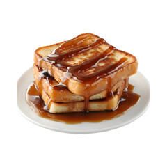 Caramel French Toast Filling on Bread Isolated on Transparent Background