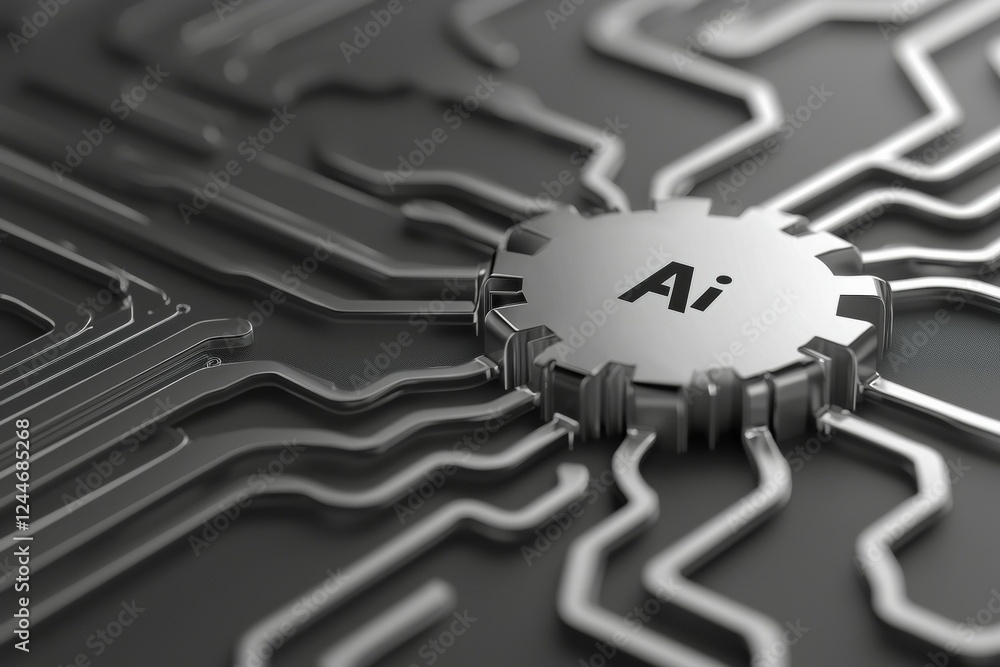 Poster silver object with the letters ai on it