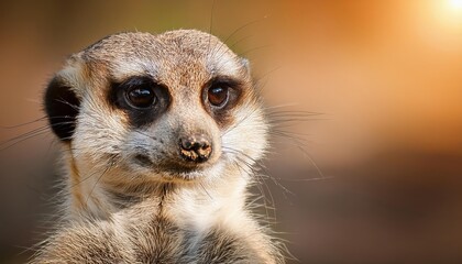Enthralling Portrait of a Vigilant Meerkat, Gaze Filled with Inquisitiveness and Intensity in the African Savannah Underneath Radiant Skies