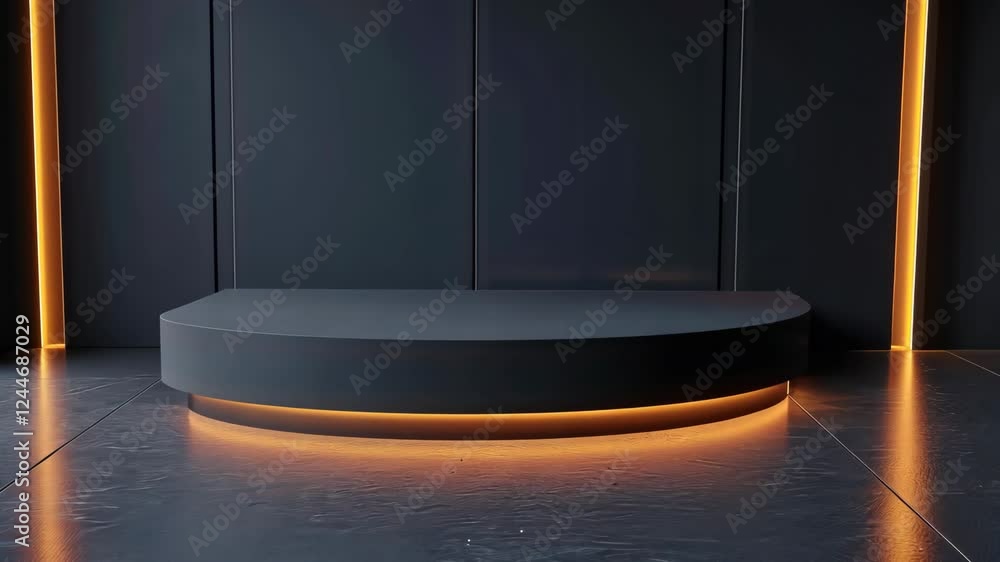 Poster illuminated platform transition in modern minimalist setting