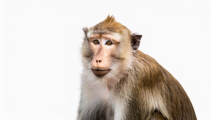 Vibrant and Playful White Background Isolation of a Mischievous Capuchin Monkey, Showcasing Expressive Eyes and Sharp Features in Striking Detail.