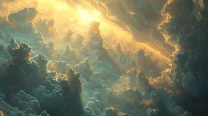 Obraz premium Golden sunrise above dramatic cloudscape