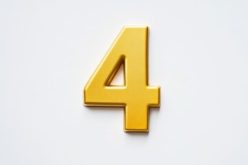 Fototapeta premium The number 4 is made of gold and is on a white background