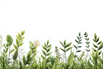 Long green grassy field with many different types of plants