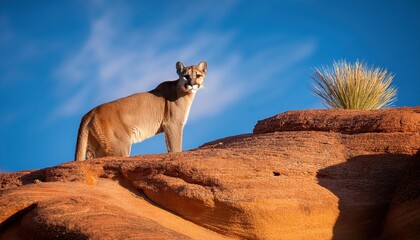 Majestic Mountain Lion Stalking through a Deserted Arizona Landscape at Twilight, Showcasing the Beauty and Mystery of Americas Wild West.