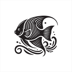 Black Color Blue Tang silhouette design Vector Illustration, Solid White Background (11).eps