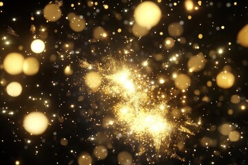 Obraz premium Golden Galaxy: A Celestial Dance of Light and Sparkle.