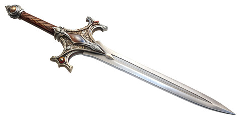 elegant fantasy sword, cut out on white, soft focus