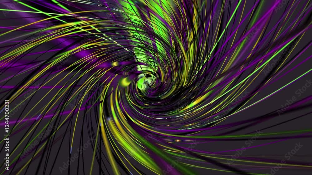 Poster fantastic video animation with stripe wave object in slow motion, 4096x2304 loop 4k