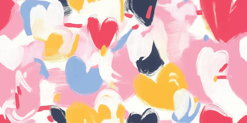 Vector Abstract trendy hand-drawn doodle seamless pattern with hearts. valentines day backgrounds, Wedding gift wallpaper print with heart shape