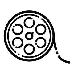 Movie Reel Film Outline Icon Isolated On White Background