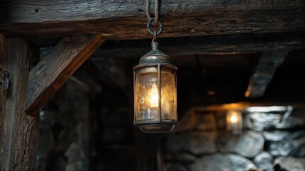 Rustic Vintage Lantern Lighting in Cozy Cabin Interior Design