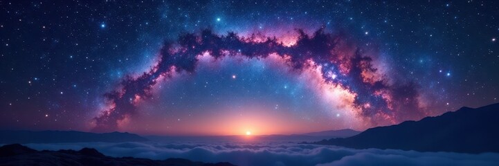 Fototapeta premium Stunning Milky Way arch, cosmic dust clouds, stellar expanse , deep space, grand, vastness