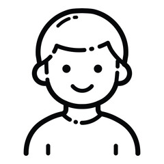 Smiling Happy Boy Outline Icon Isolated On White Background