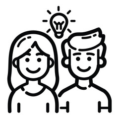 Creative Thinking People Outline Icon Isolated On White Background
