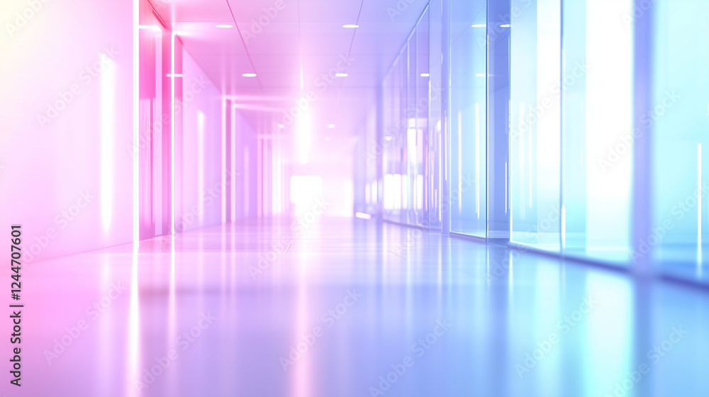 Poster futuristic abstract technology corridor with soft gradient background