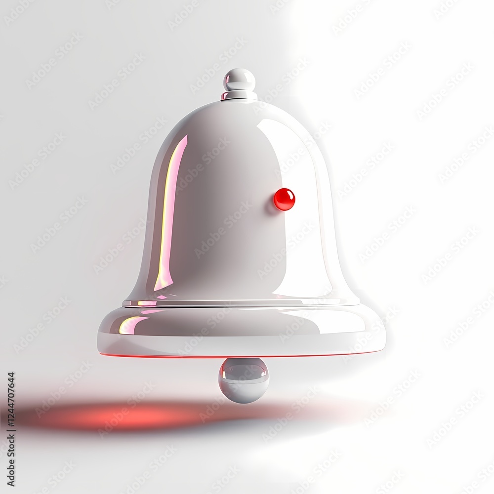 Poster white bell with red sphere 3d render minimalist design
