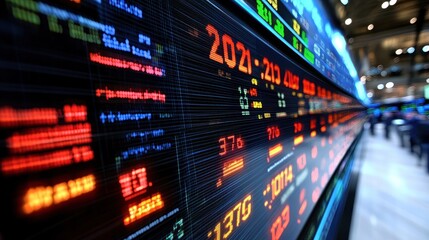 Financial market trends flat design top view stock exchange dashboard 3D render triadic color scheme