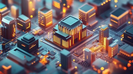 Obraz premium Financial technology, digital banking future, interconnected economic systems, 3D illustration.