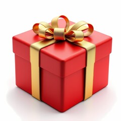 Red Gift Box with Gold Ribbon Perfect for Holiday Presents