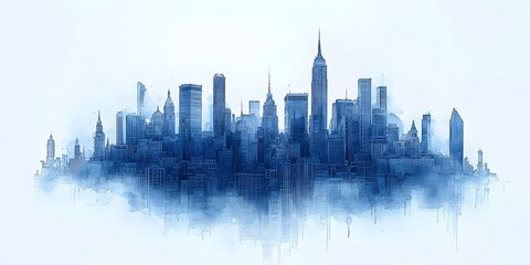 Fototapeta premium Ethereal Cityscape Futuristic Metropolis Skyline at Dusk