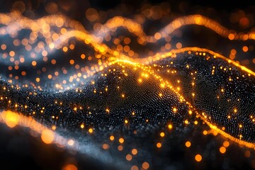 Futuristic Abstract 5G Network Grid with Glowing Nodes Soft Gradients and Dynamic Flow