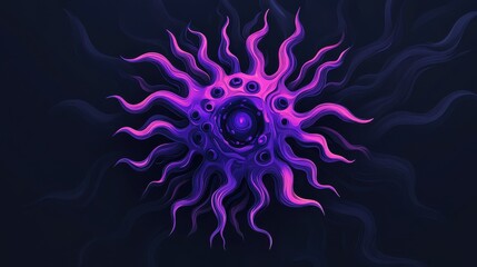 Fototapeta premium Flat design for virus, top view, on black background. 