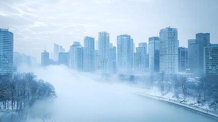 Fototapeta premium Futuristic Urban Skyline with Robotic Towers Filtering Polluted Air