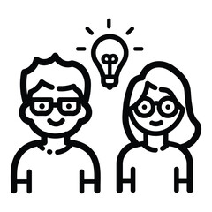 Teamwork Brainstorming Outline Icon Isolated On White Background