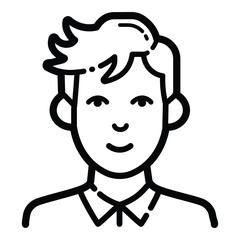 Smiling Young Man Outline Icon Isolated On White Background