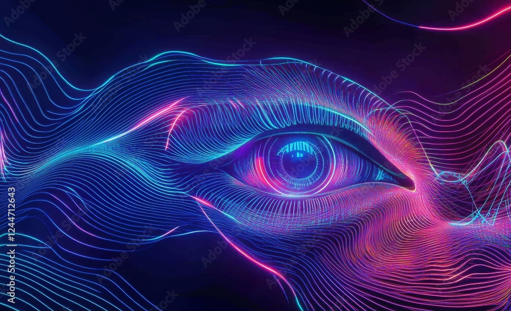 Aufkleber cyberspace and digital perception. high-technology business segment. artificial neural network. big 