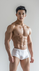 Fototapeta premium Hot Male Model in Sexy White Underwear
