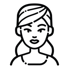 Woman Face Portrait Outline Icon Isolated On White Background