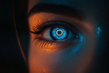 blue eye on black background