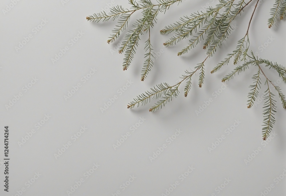 Poster Minimalist Gray Background with Botanical Elements for Modern Design