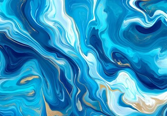 Obraz premium In a top-down perspective, water courses through an abstract river, showcasing turquoise and blue shades in a native art style painting.
