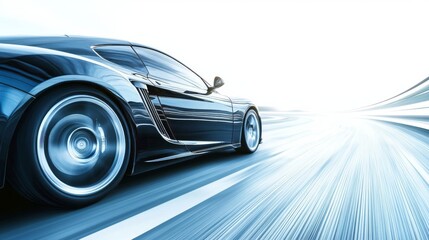 Fast Luxury Sports Car Speeding on Highway