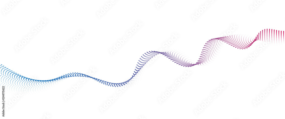 Poster flowing dot wave halftone gradient pattern on transparent background