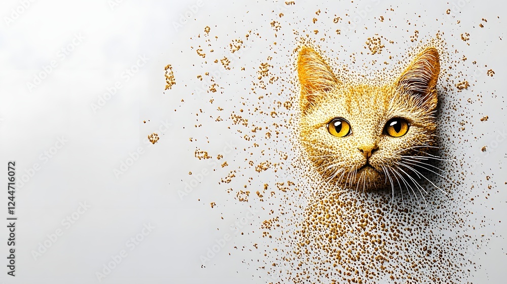 Aufkleber A captivating image showcasing a feline shape formed by the patterns created from spilled coffee evoking a cozy atmospheric and experimental mood