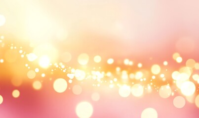 Abstract golden bokeh lights with soft gradient background in yellow and pastel tones. Blurred festive design concept for card, wallpaper, and poster design.