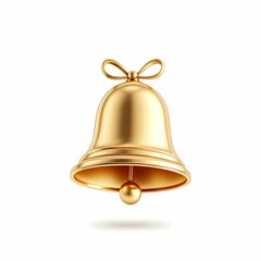 Golden Bell with Bow 3d Render Isolated on White