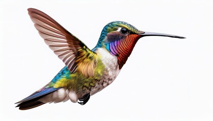 Vibrant Colors Dance in Motion A Stunning Hummingbird in Flight Against a Lush Tropical Backdrop