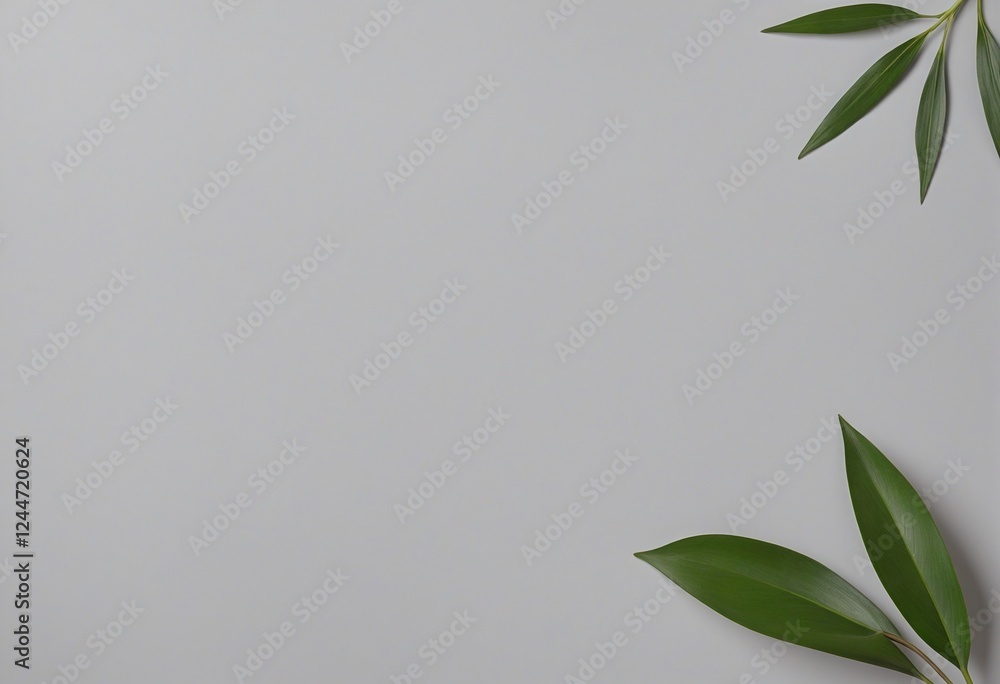 Poster neutral gray template for modern product display with botanical elements