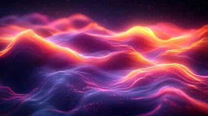 Ethereal waves shimmering in colorful digital expression art