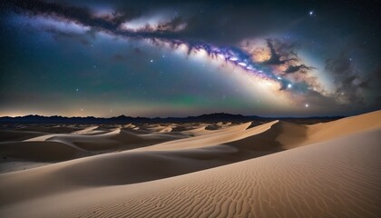 Majestic Milky Way Illuminates Desert Dunes Under a Starry Night Sky