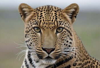 Fototapeta premium Intense Gaze of a Leopard in the Wild