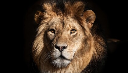 Majestic Lion in Darkness The Power and Mystery of a Wild Beast Roaming at Nightfall