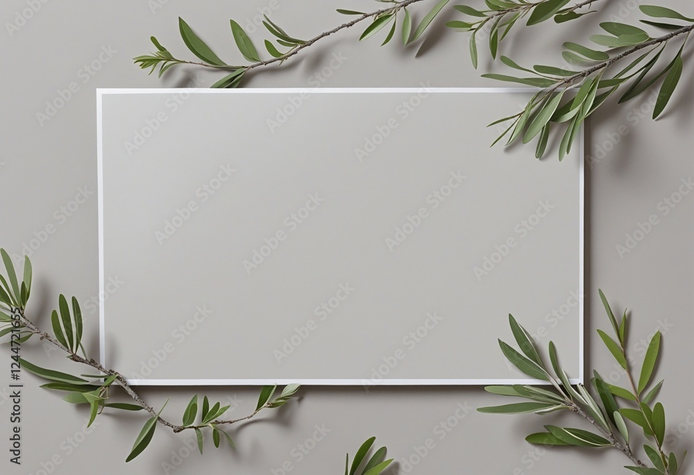 Poster minimalist gray background template for botanical product display