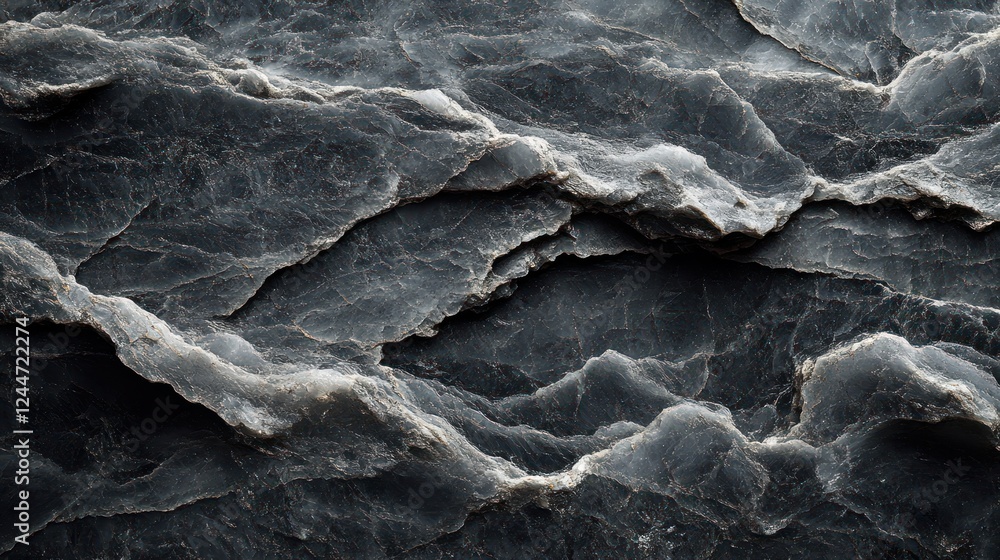 Poster close-up view of textured dark gray stone layers. background shows layered rock formations. possible