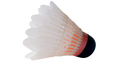 White shuttlecock with orange base on transparent background